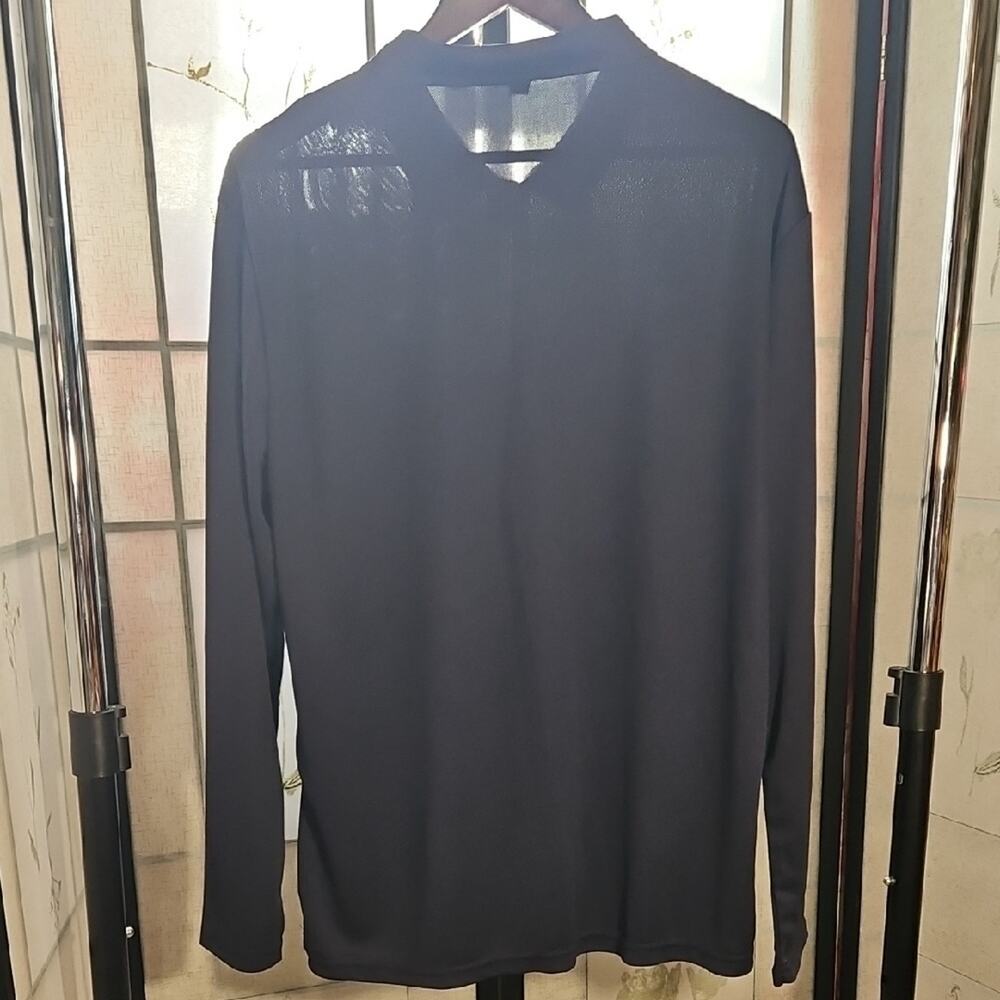 Lightweight Black Shirt with Stand-Up Collar and Long Sleeves - Picture 3 of 4